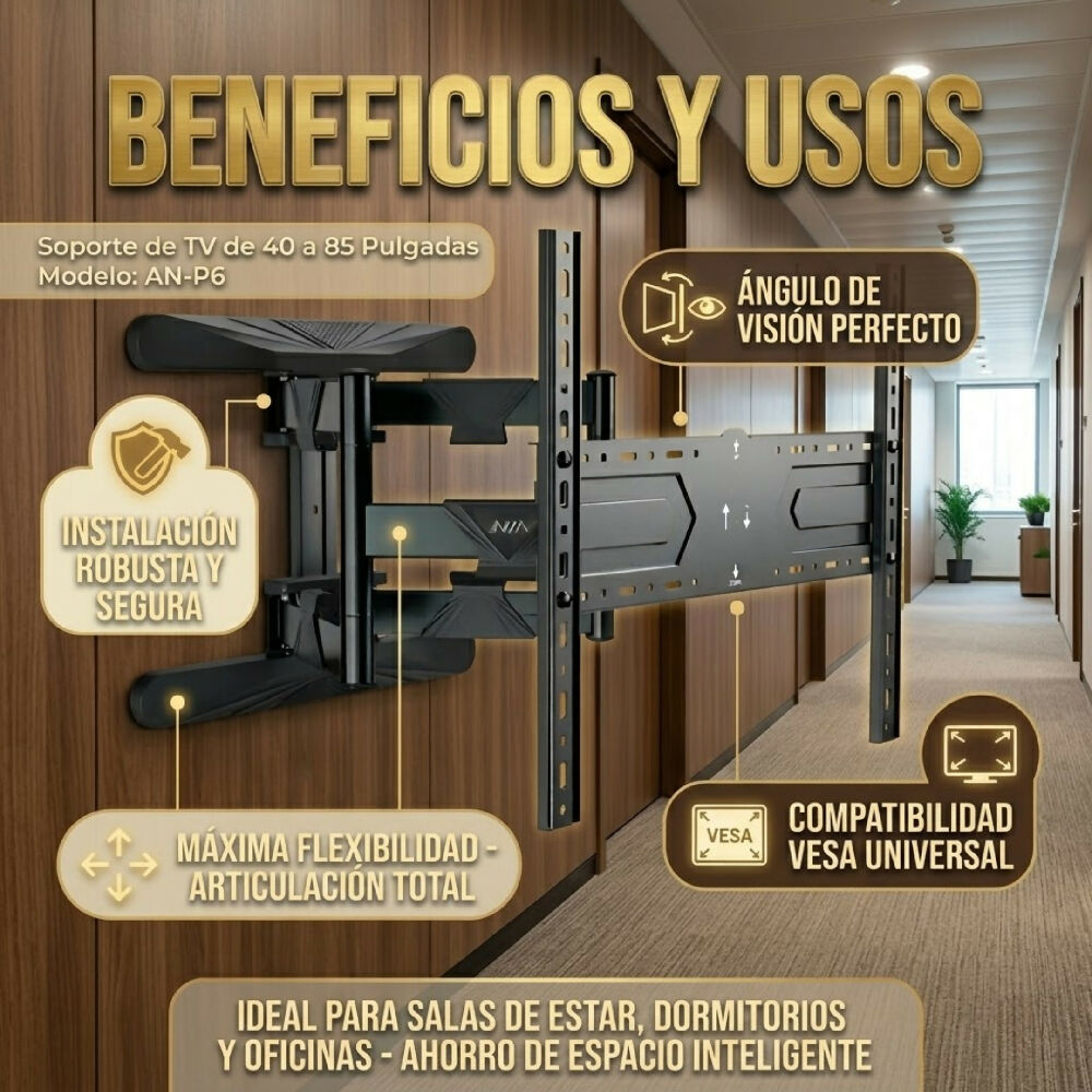 Soporte Base De Doble Brazo NIA AN-P6 Para TV De 40" A 85" Pulgadas