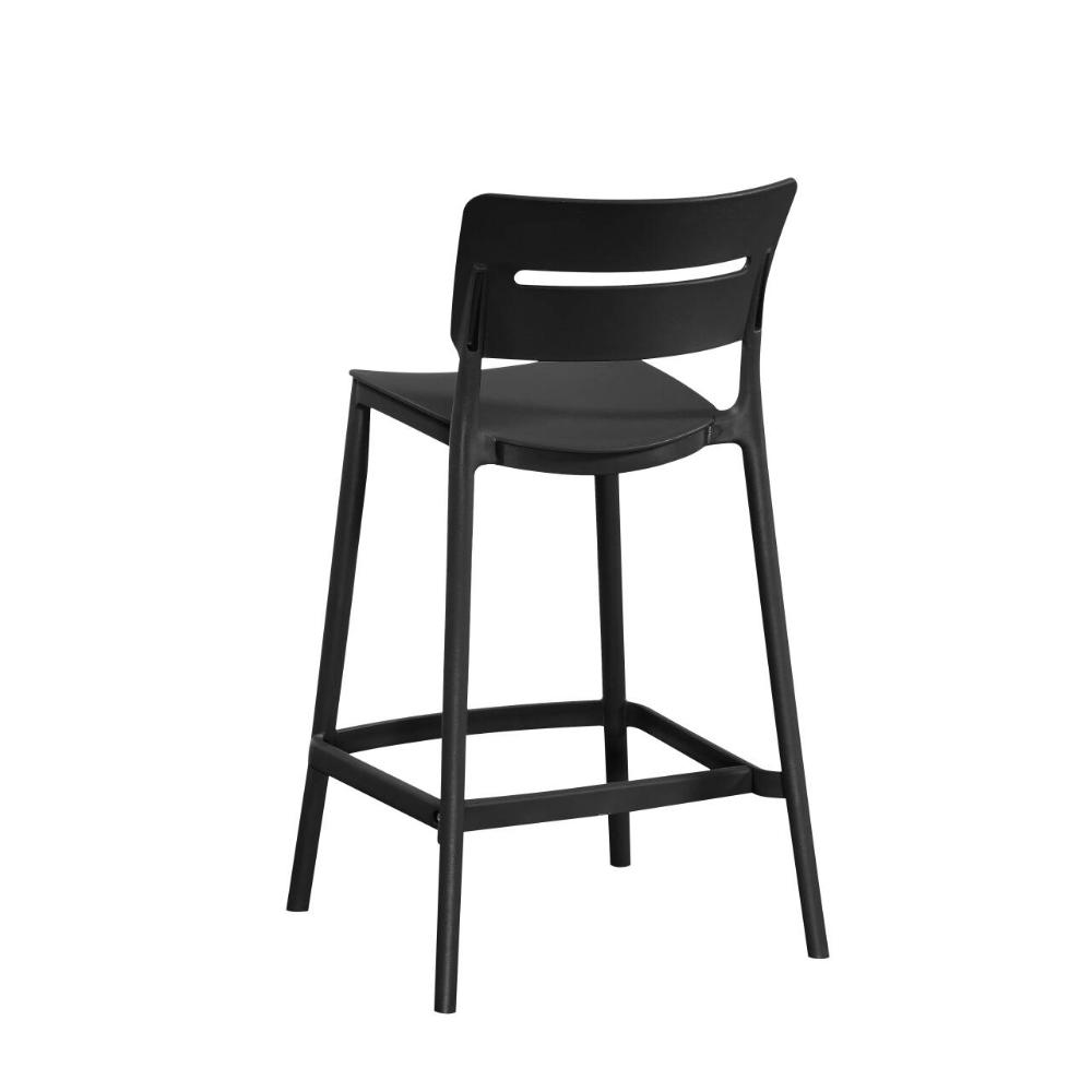 Silla para Bar Manila, Negro, con Espaldar Rectangular y Diseño Moderno