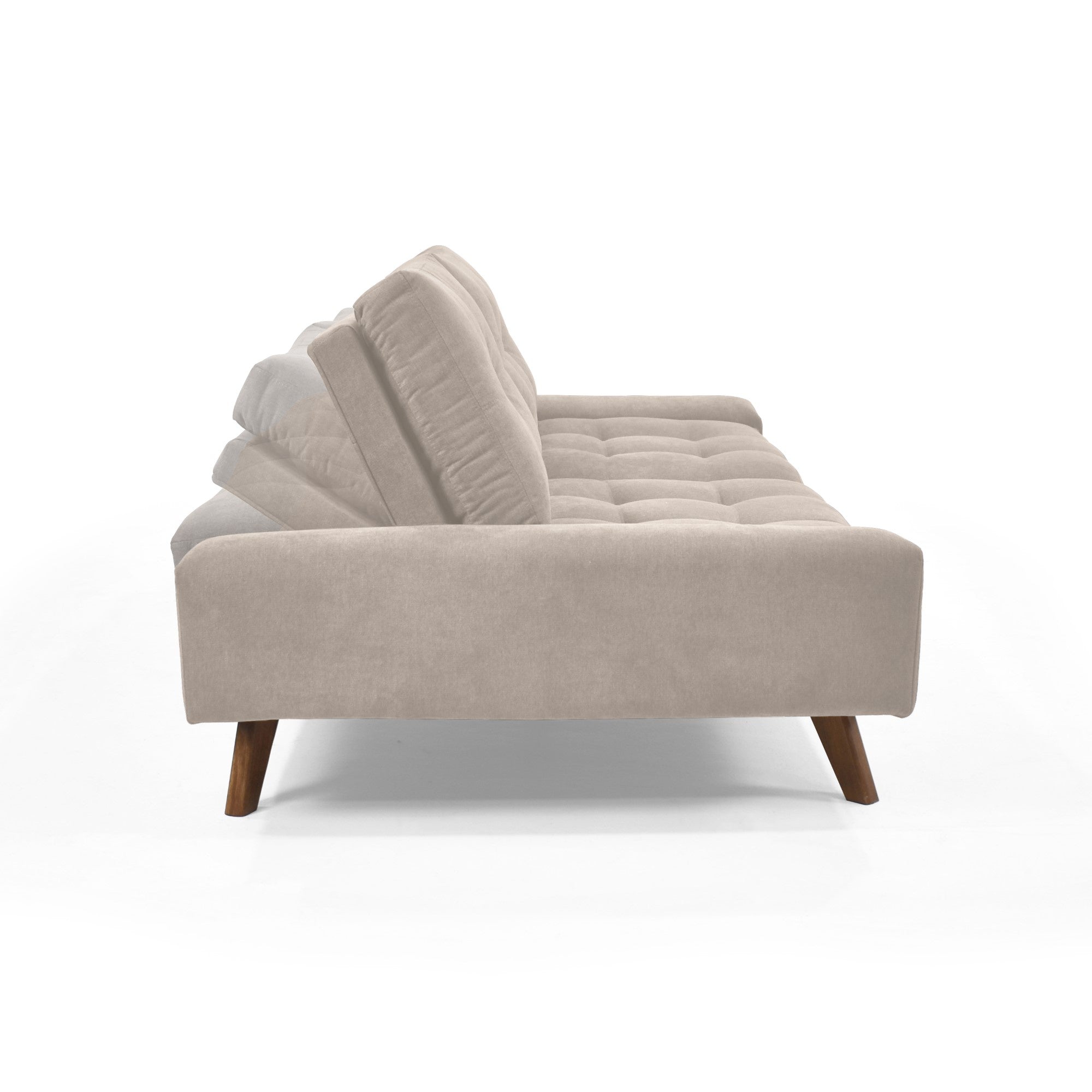 Sofa Cama Suiza Tela Taupe Matiz Caoba