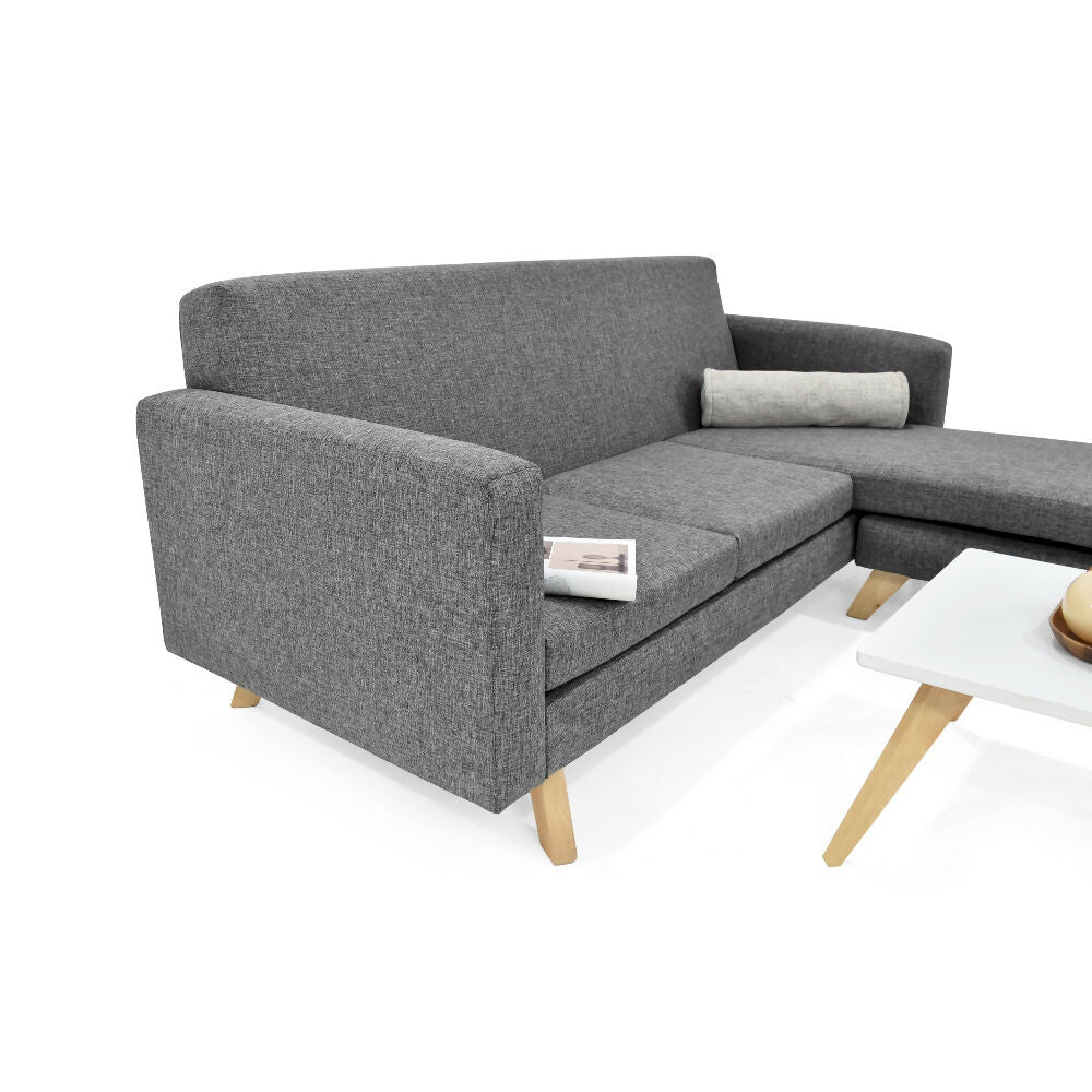 Set de Sala Burdeos en Tela Gris con Mesa de Centro Nova