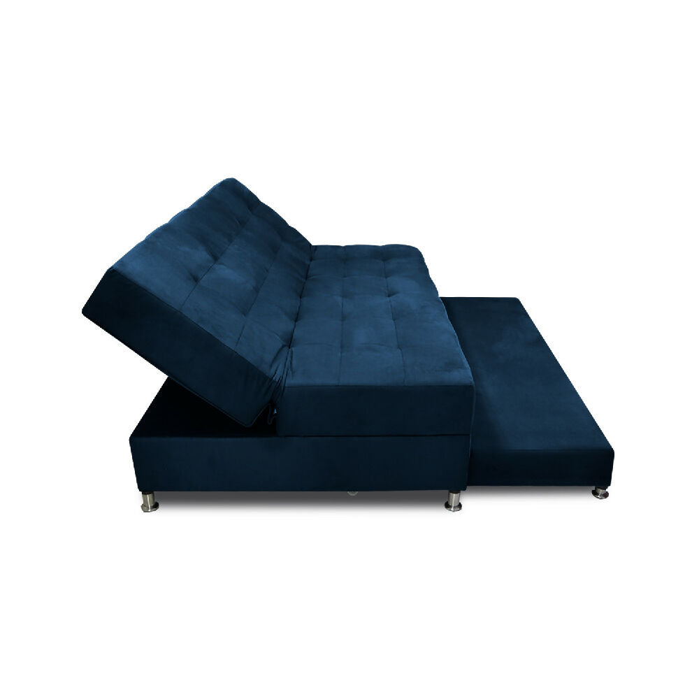 Sofá Cama Tarima Haller Tela Velvet 190X95X80 Azul Petroleo