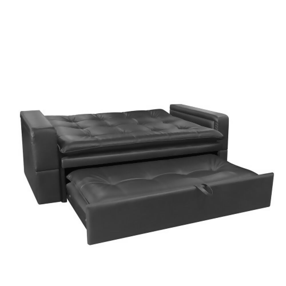 Sofá Cama Ethel 2 Puestos Cuero Sintético Negro