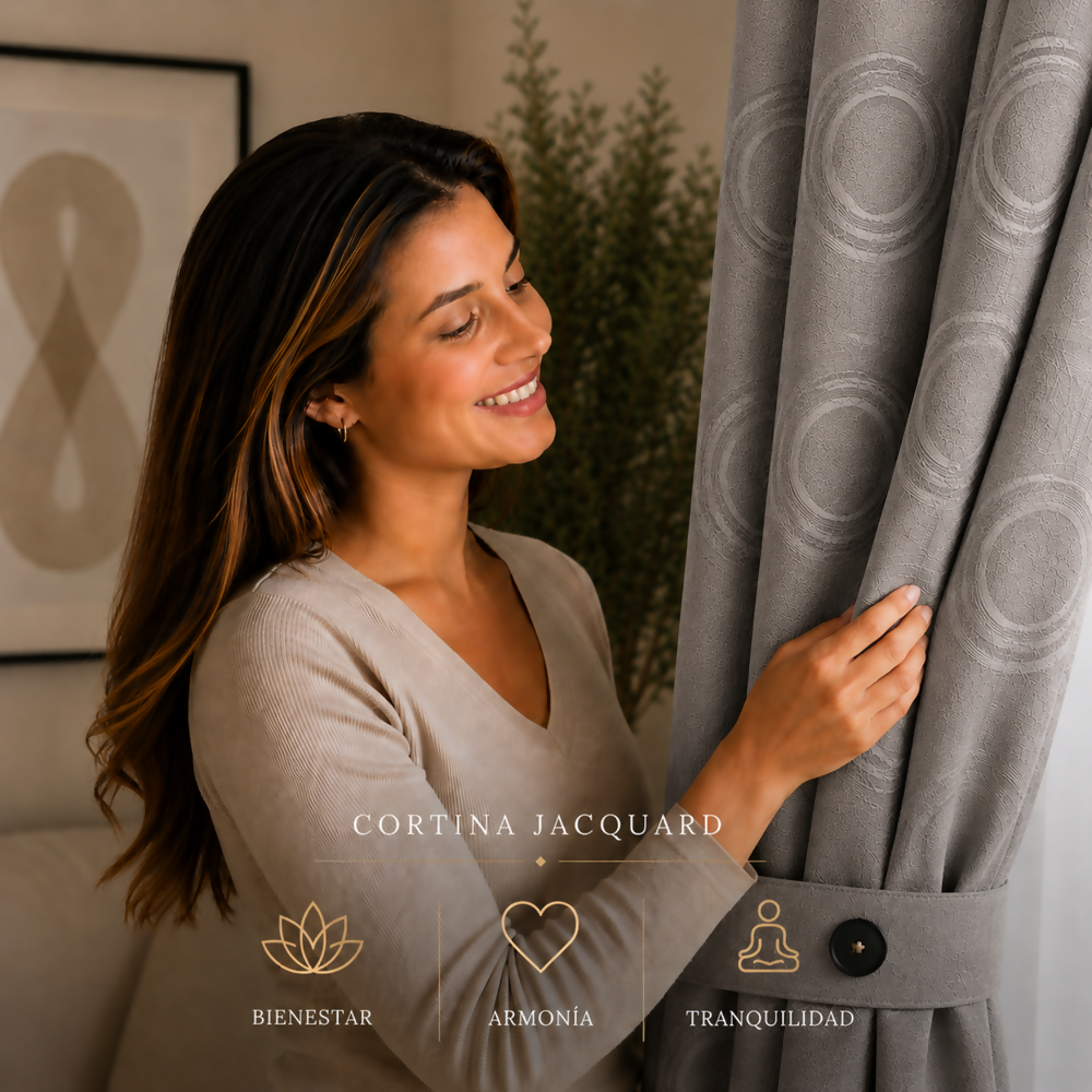 Cortina x2 gris jacquard