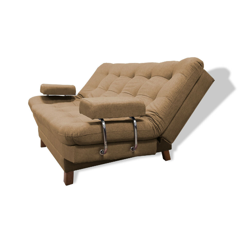 Sofacama Brunner 3 Posiciones Con Brazos extraíbles Camel + Cojines Decorativos