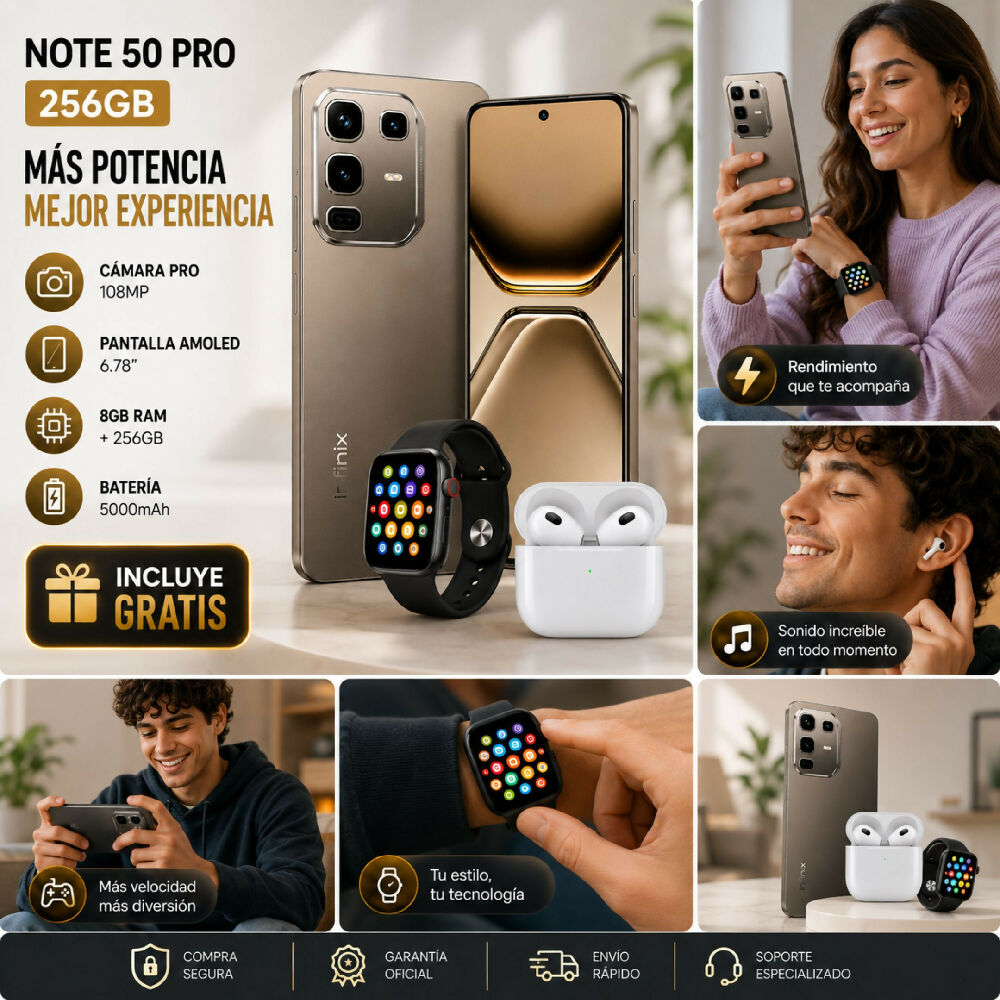 Smartphone Infinix Note 50 Pro 256GB Libre Marrón + 2 Regalos Incluidos