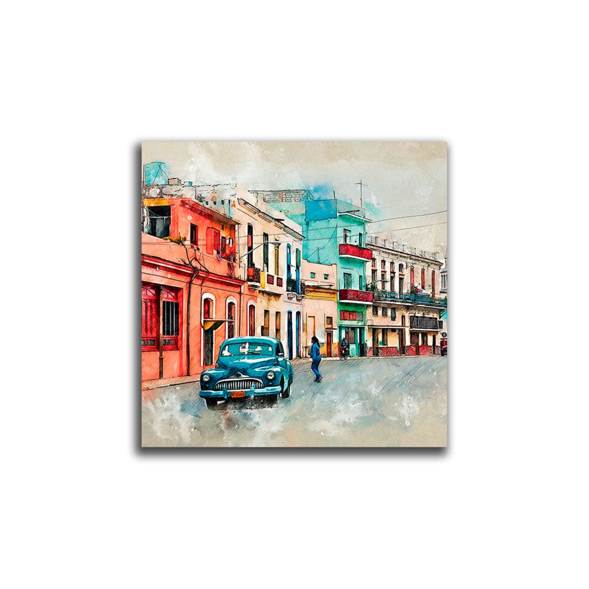 Cuadro Decorativo Calle Cuba L 60X60 cm - Impresion en Tela