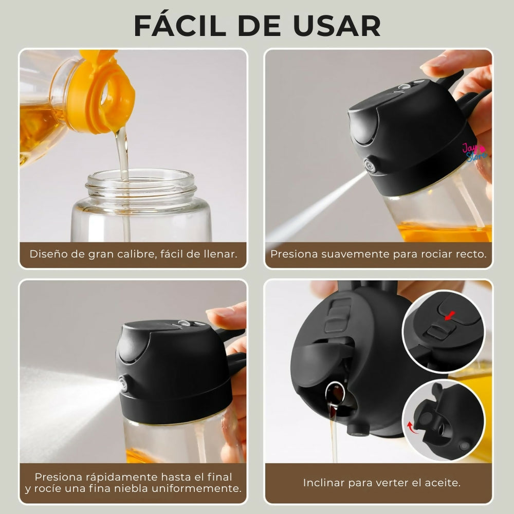 Botella Dispensador Aceite Atomizador 2en1 Pulverizador