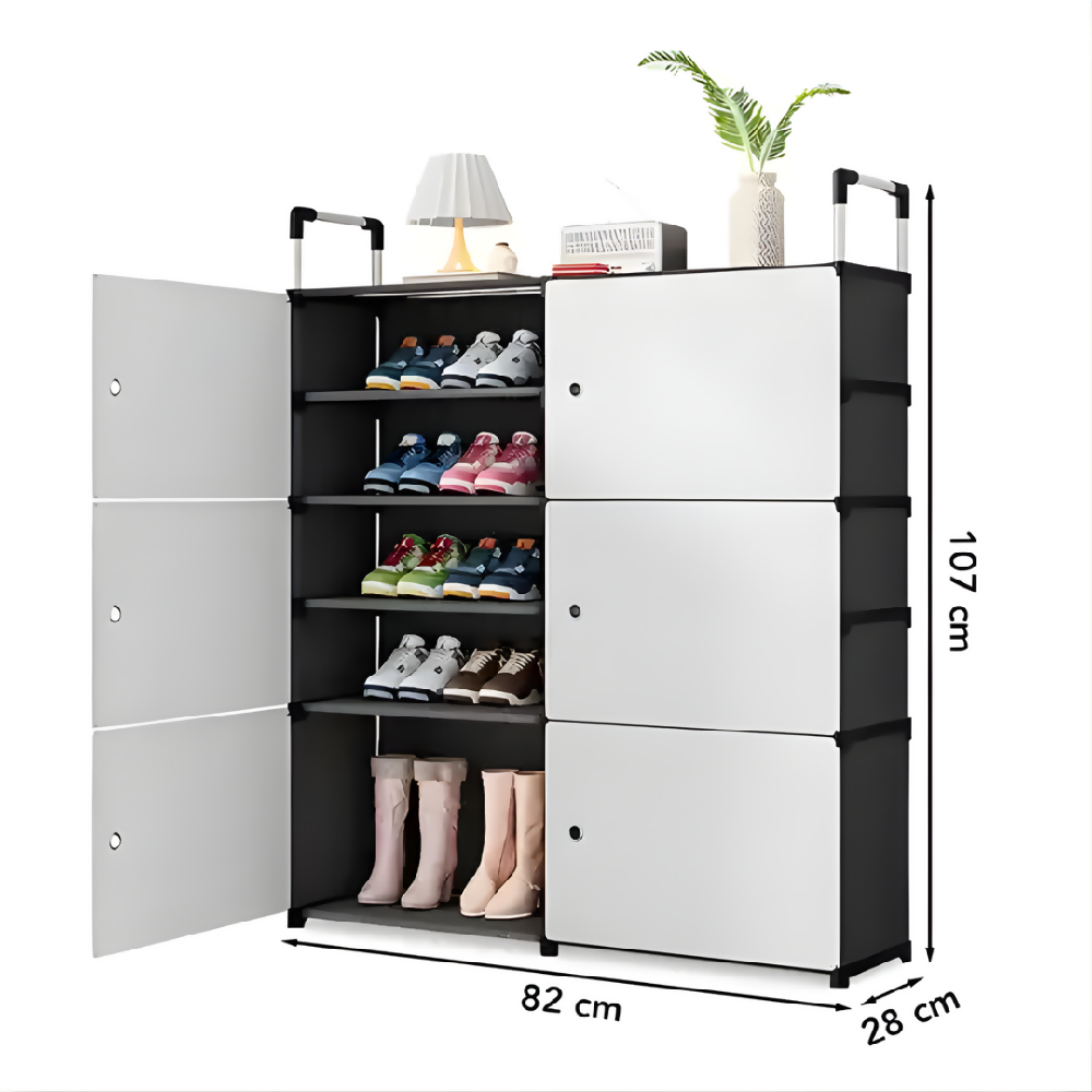 Zapatero Organizador De Tela 2x5 Niveles Con Puertas Negro