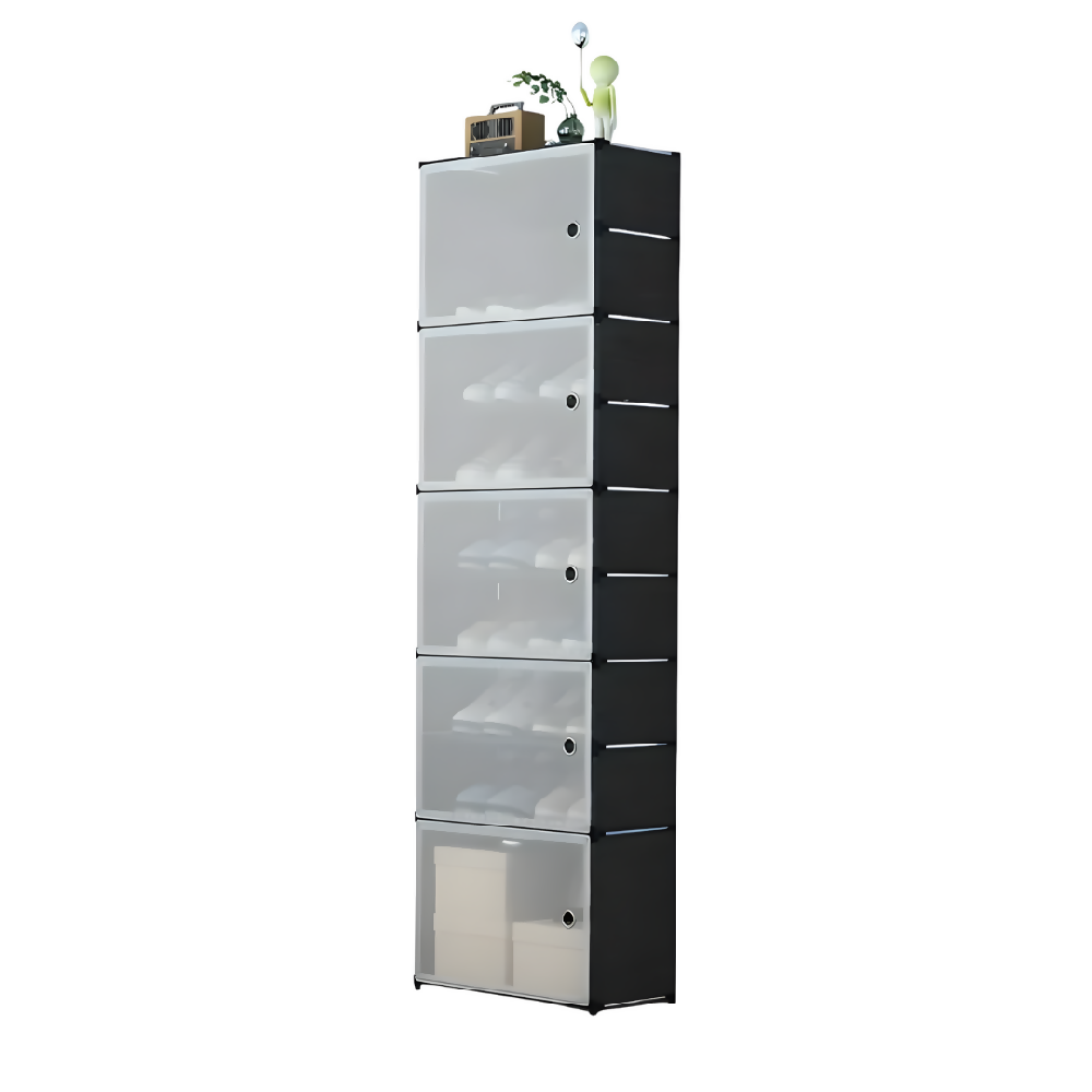 Zapatero De Tela Organizador 5 Niveles Con 5 Puertas Transparentes Mueble Ahorra Espacio Para Calzado
