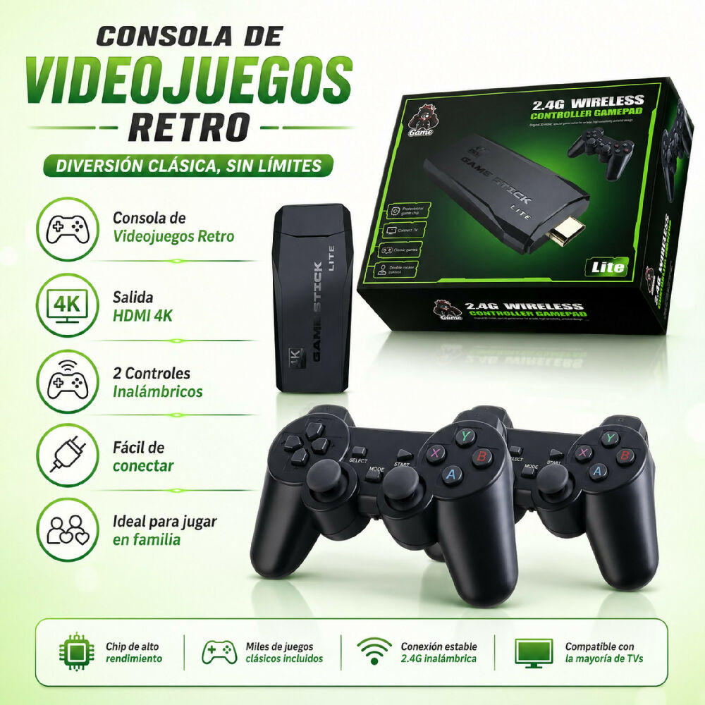 Consola De Videojuegos Retro Portátil Caja Verde Con Miles De Juegos Clásicos