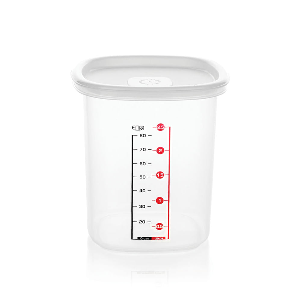 Recipiente Alto 3L con marcacion de capacidad blanco