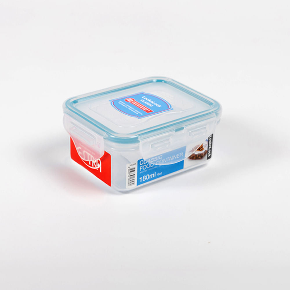 Recipiente Plastico Rectangular Classic 180ml transparente