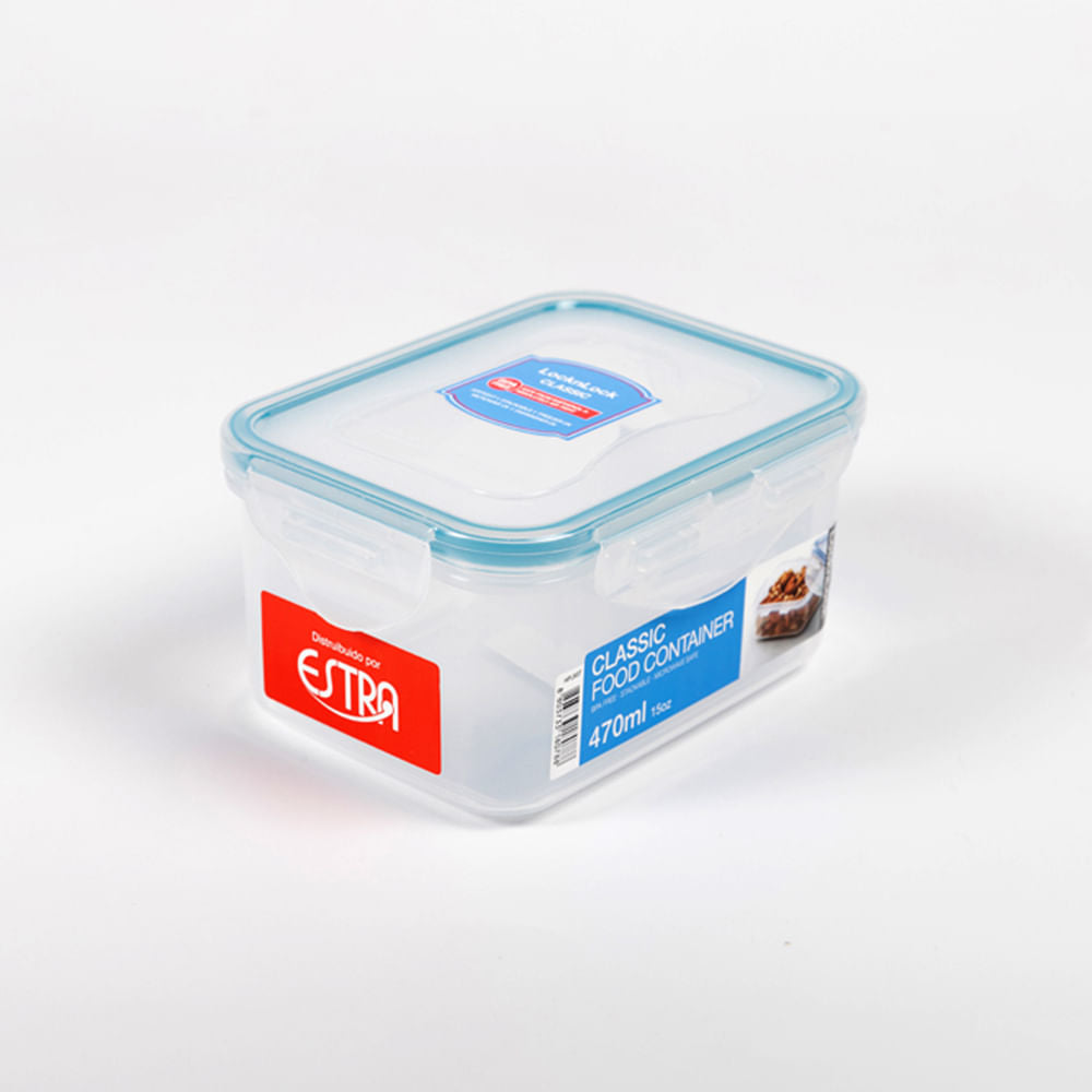 Recipiente Plastico Rectangular Classic 470ml transparente