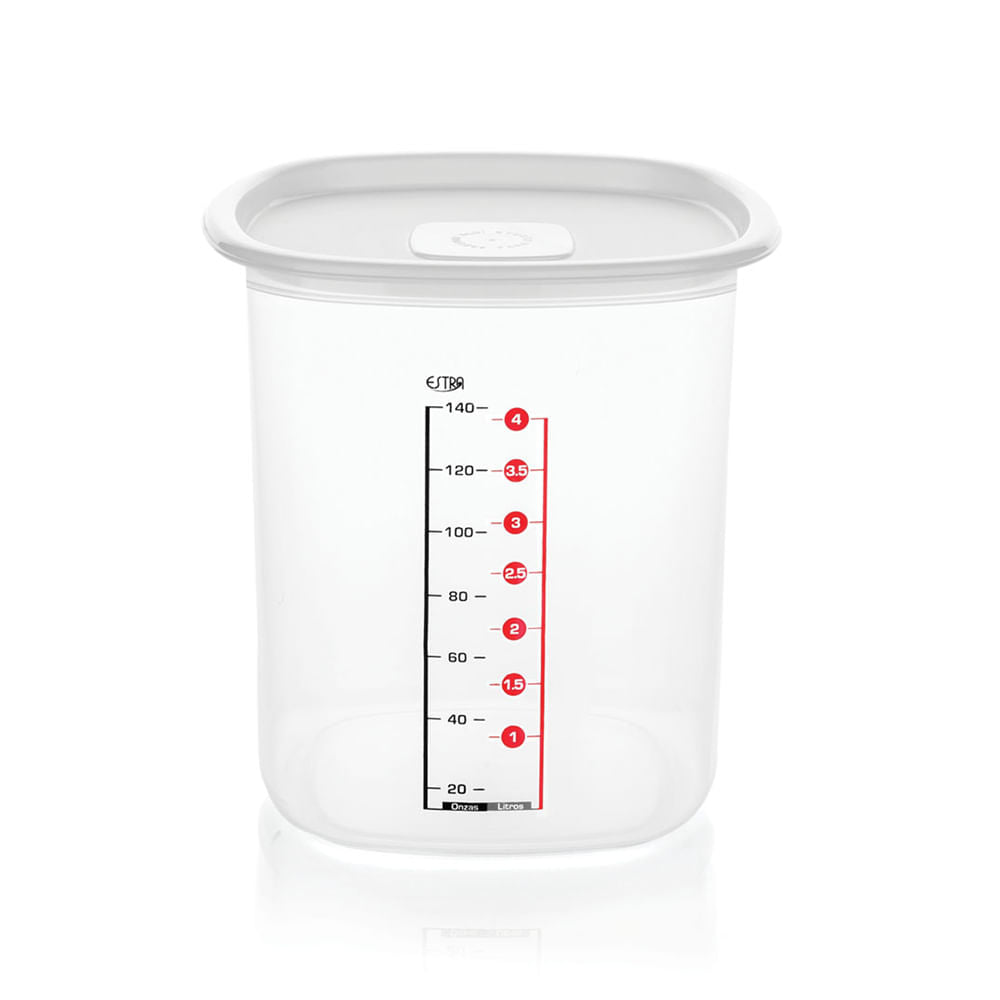 Recipiente Alto 5L con marcacion de capacidad blanco