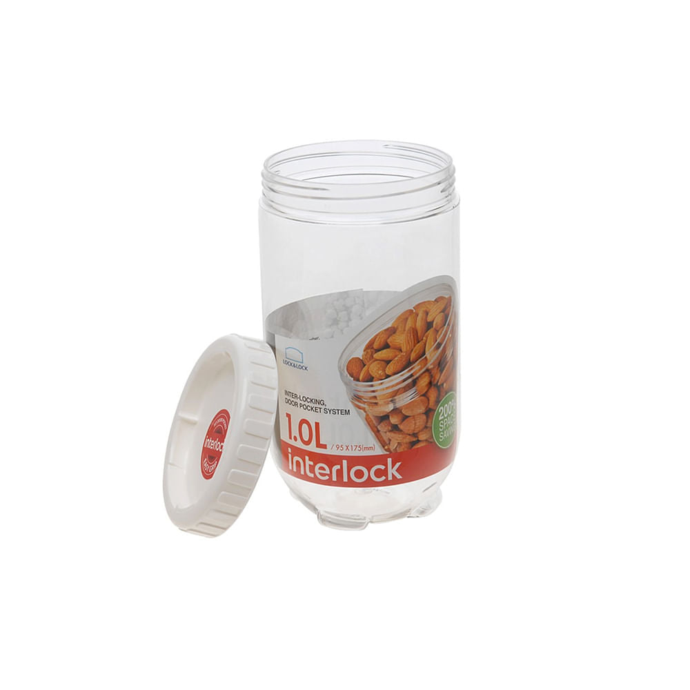 Recipiente Plastico Circular Interlock 1 L Blanco