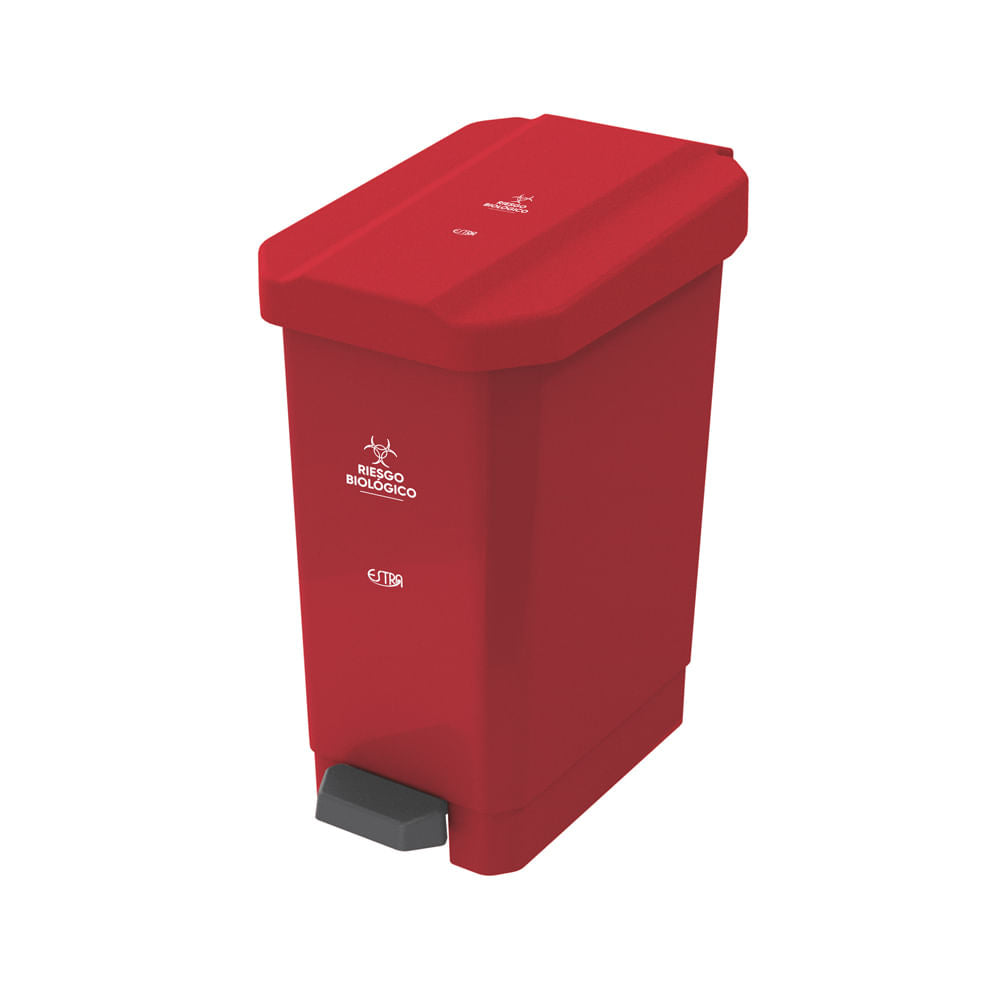 Canecas EstraBins Pedal 10L rojo Riesgo Biologico