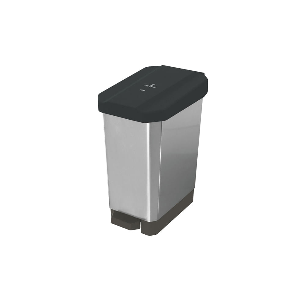 Canecas EstraBins Pedal 10L Negro No aprovechable IML Metalizado