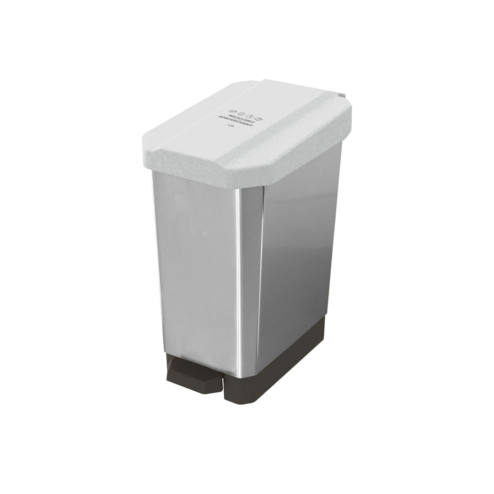 Canecas EstraBins pedal 22 L Blanco-Reciclable aprovechable IML metal