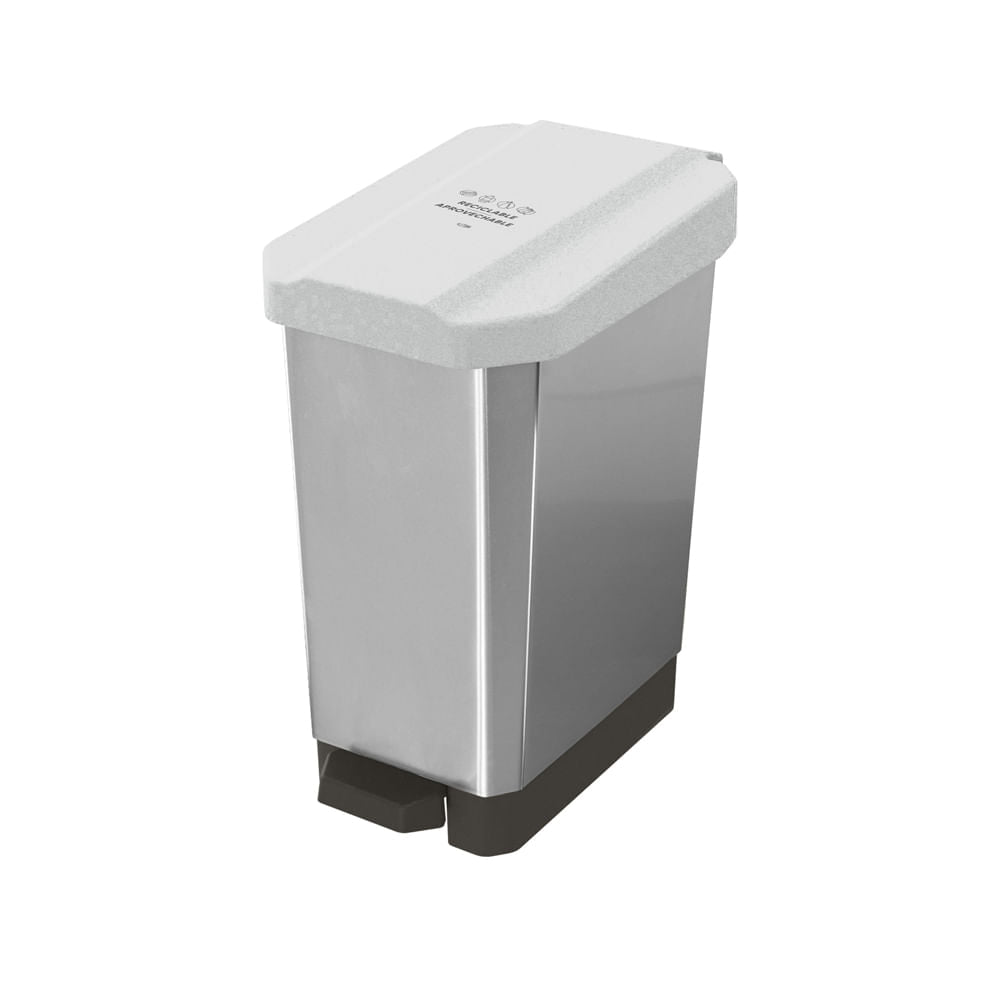 Caneca-Papelera Estrabins Pedal\44L Blanco-Reciclable Aprovechable-IML Metalizado\\Emp 2