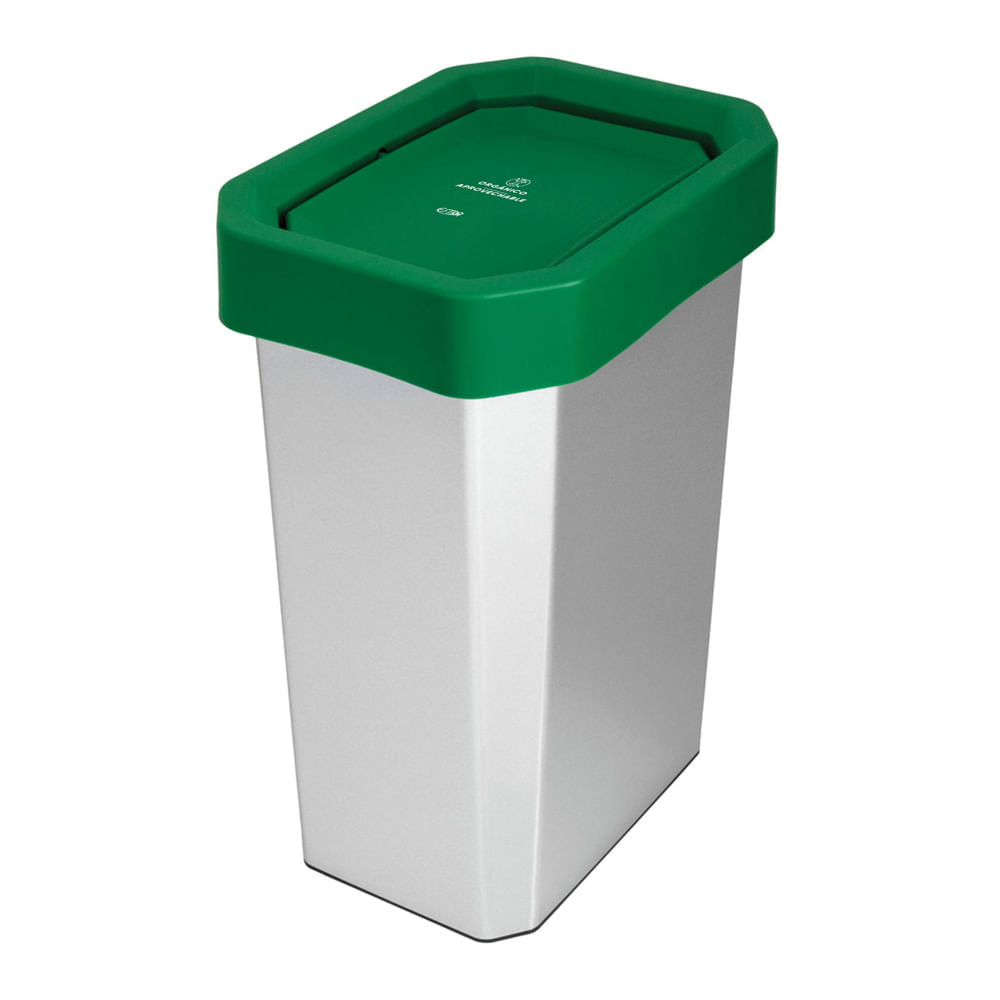 Caneca-Papelera Estrabins vaivén 53L IML Metalizado - Verde Organico Aprovechable