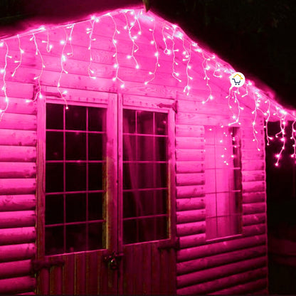 Cortina LED Intercalada 7 Metros 240 LED Decoración Navidad Fucsia