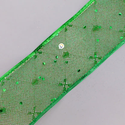 Cinta de Malla Navideña Metalizada x3 Rollos 9 m Verde 6246V