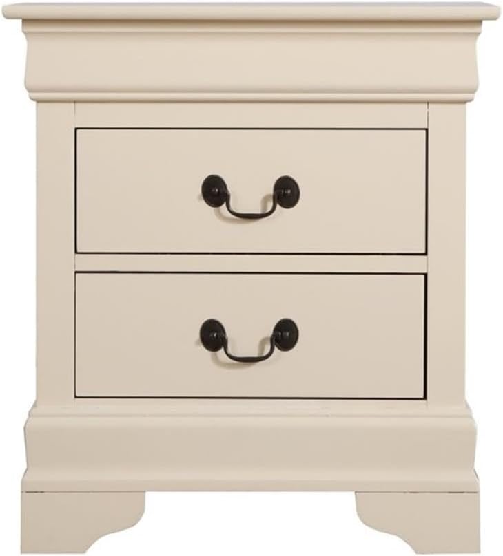 Glory Furniture Louis Phillipe - Mesita de noche con 2 cajones, color beige