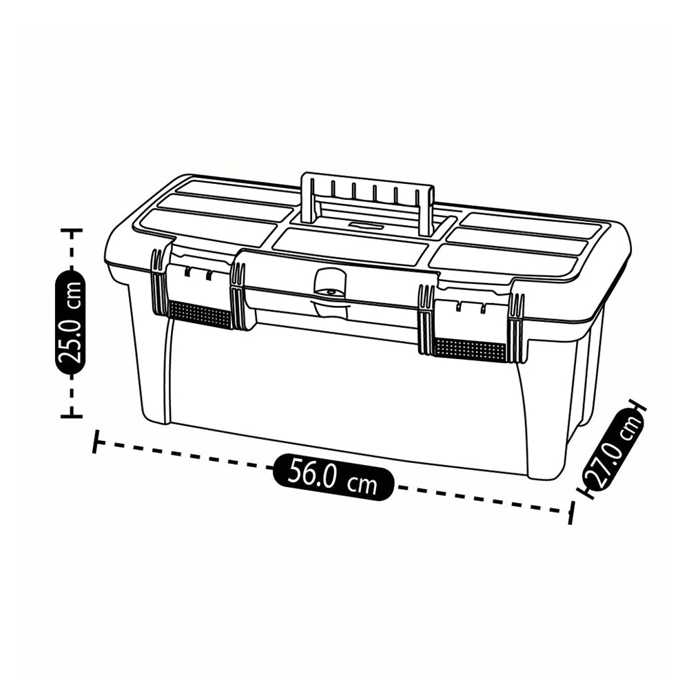 Caja Herramientas 22" con Tapa Organizadora Cerradura Plástica Negro