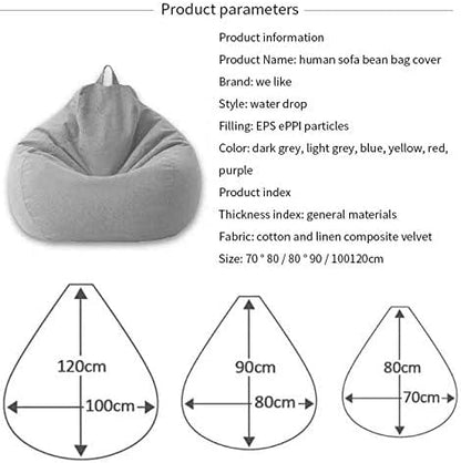 Sillas grandes y pequeñas para sofás sin relleno, de tela de lino, puf, puff