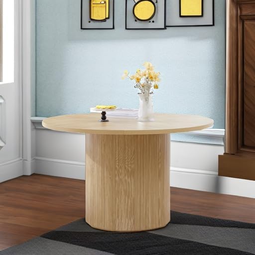 Mesa de comedor redonda para 4, moderna mesa de cocina de granja, mesas de...