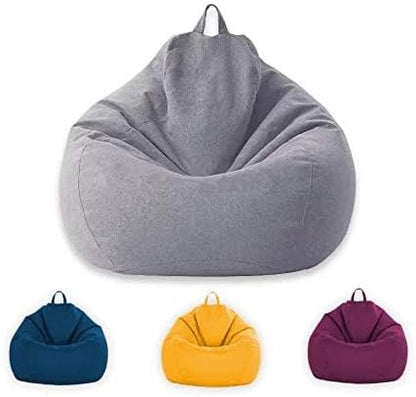 Sillas grandes y pequeñas para sofás sin relleno, de tela de lino, puf, puff
