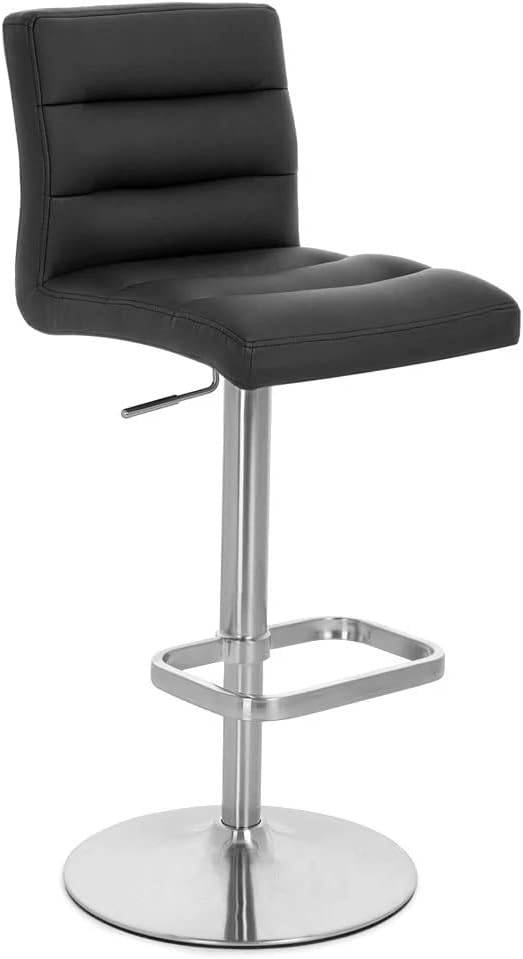 Zuri Furniture Lush - Taburete de bar giratorio negro con base de acero...