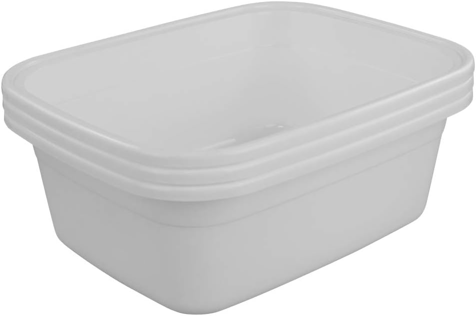 Paquete de 3 platos de 18 cuartos de galón, recipiente grande, color blanco