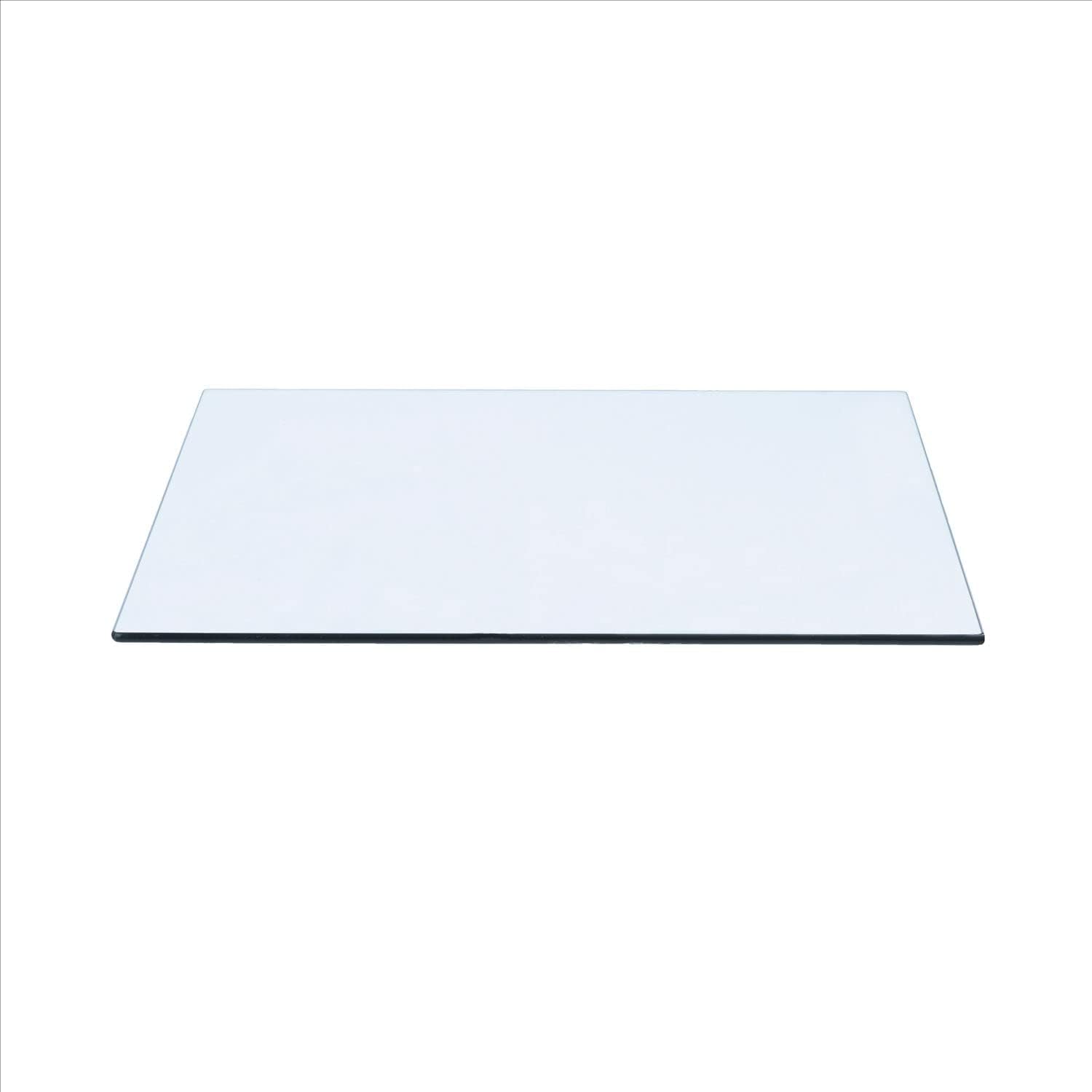 Spancraft Mesa rectangular de vidrio templado de 19 x 38 pulgadas, borde pulido...