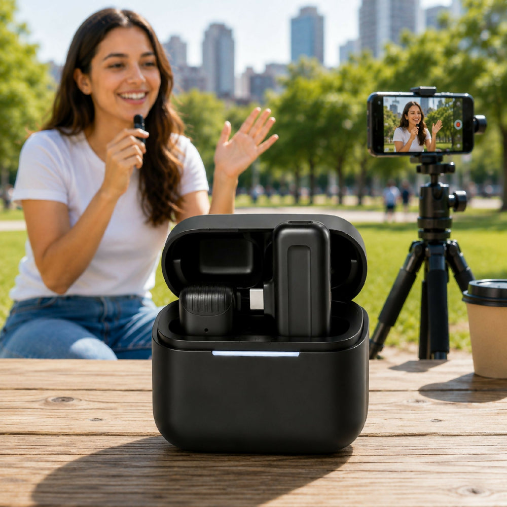 Micrófono Bluetooth J11 Tipo C Captación Claro De Voz Para Vlogs Y Redes Sociales