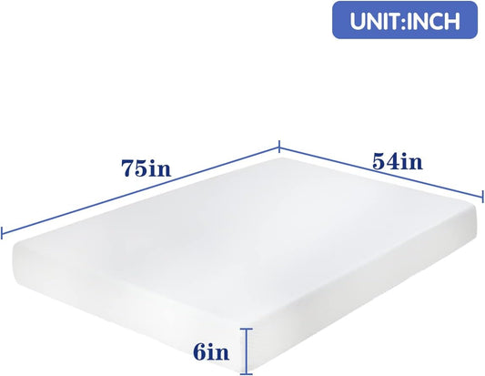 Colchón de tamaño matrimonial, colchón de espuma viscoelástica de gel de 6