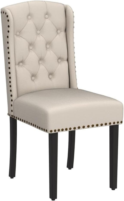 Sillas de comedor tapizadas de tela, sillas de cocina copetudas con patas de