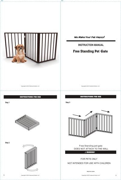 PETMAKER 80-62875-G Puerta de madera para mascotas - Valla plegable de 3...