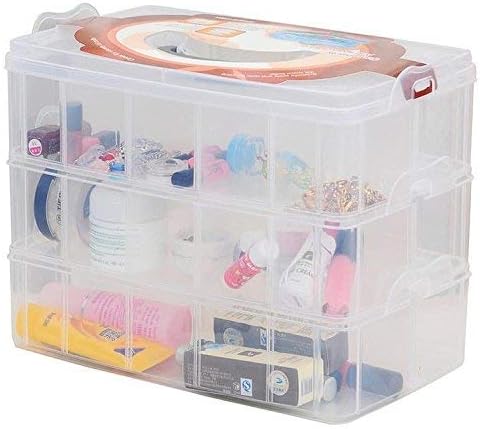 Caja de almacenamiento de 3 niveles, 30 secciones, transparente, apilable,...