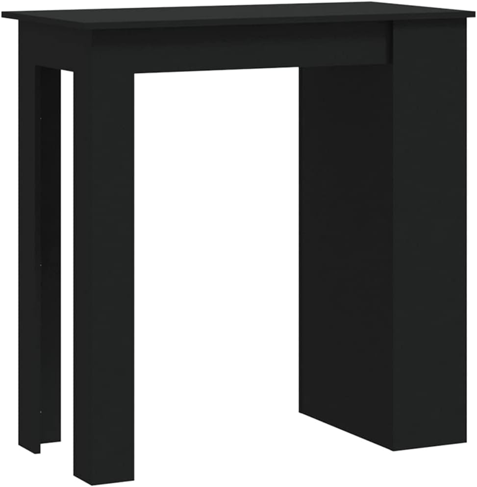Mesa de bar con estante de almacenamiento, color negro, 40.2 x 19.7 x 40.7