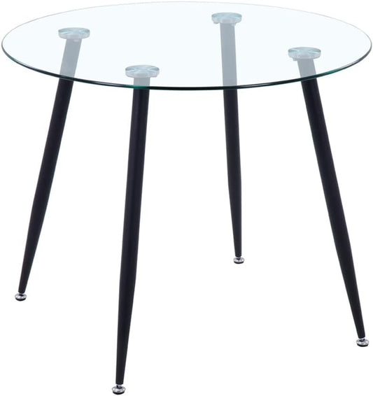 Mesa de comedor redonda de vidrio de 35 pulgadas, mesa de cocina moderna con