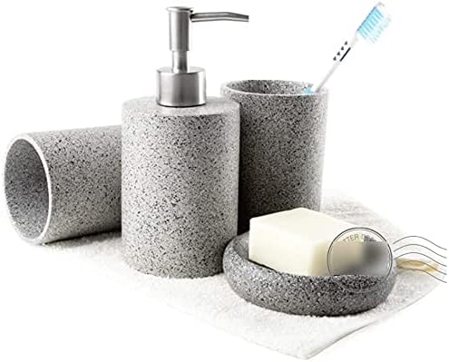 Dispensador de jabón de moda, juego de accesorios de baño de 4 piezas, juego de...