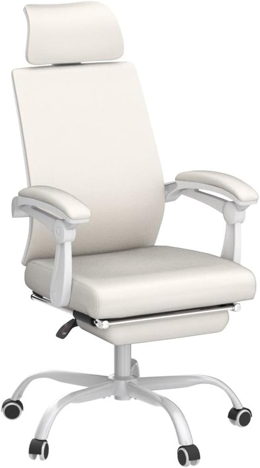 Qulomvs - Silla de oficina de malla ergonómica con reposapiés, reposacabezas y...