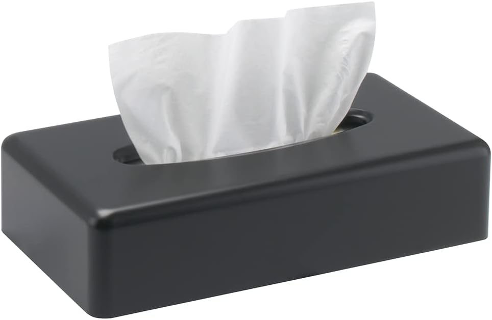 Funda para caja de pañuelos, dispensador rectangular negro montado en la pared,...