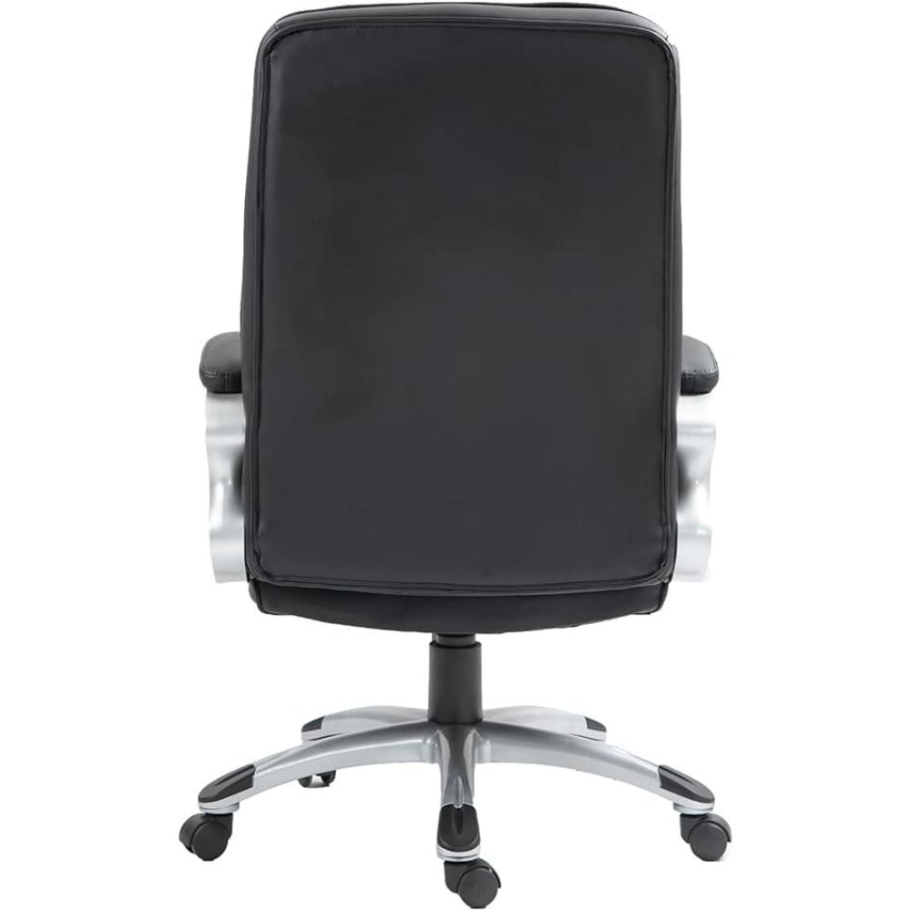 Silla De Oficina Giratoria Ergonómica De Cuero Negro Con Reposabrazos, Elegante, Liventra
