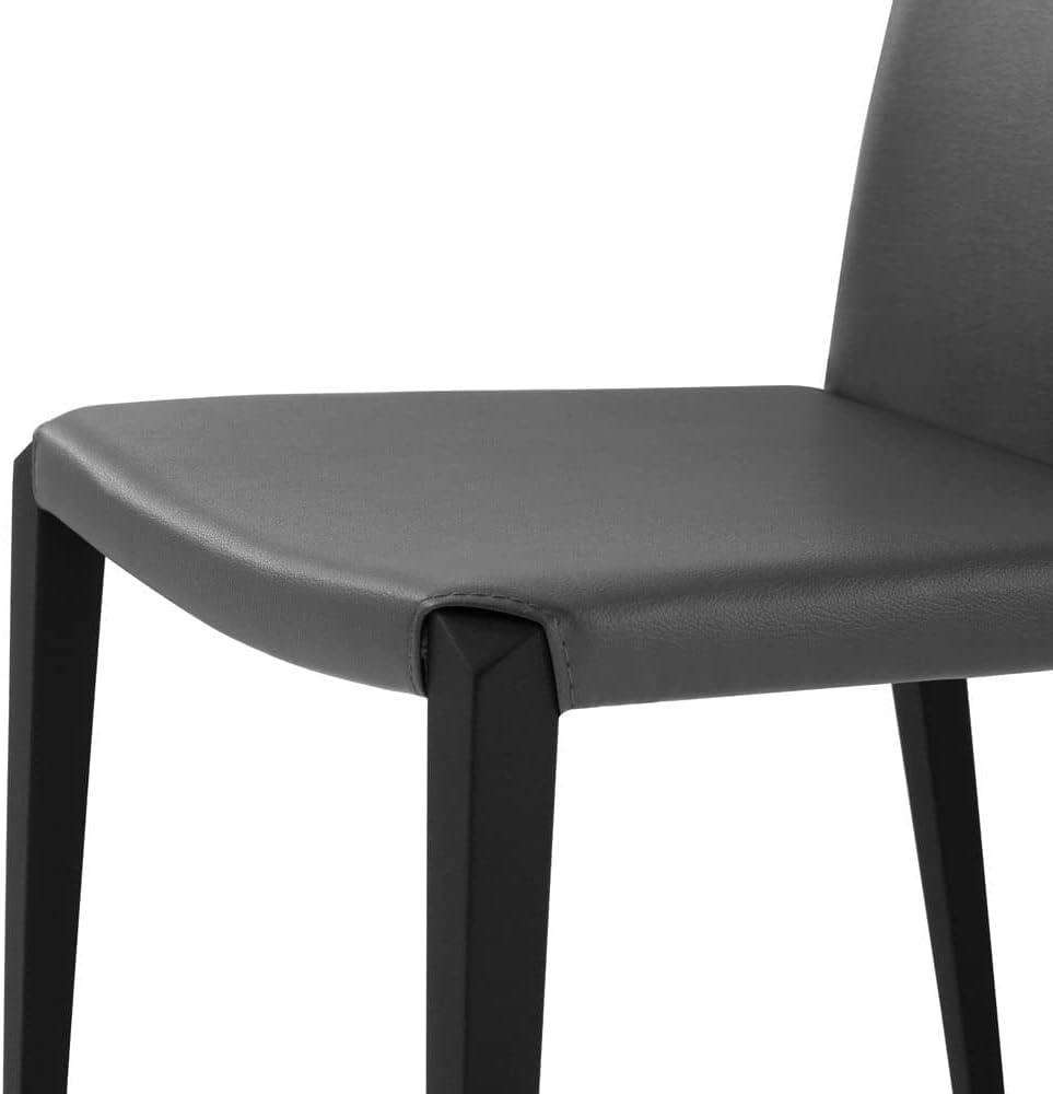 Silla de comedor moderna Jordan en cuero sintético gris oscuro y base de acero