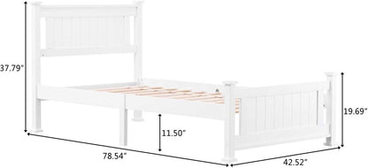Base de cama de plataforma de madera maciza de tamaño individual, cama
