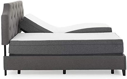 Colchón King dividido de tela moderna y metal de 8 pulgadas y cama P en blanco