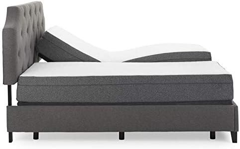 Colchón King dividido de tela moderna y metal de 8 pulgadas y cama P en blanco
