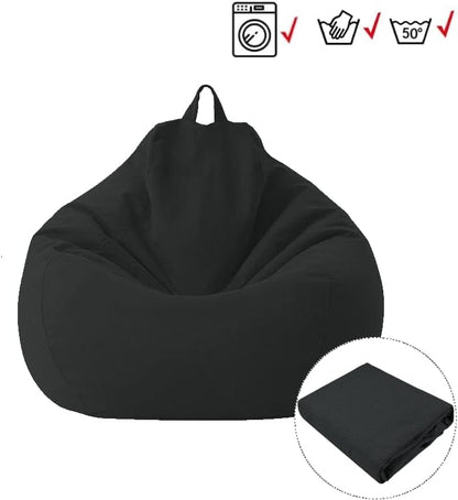 Sillas grandes y pequeñas para sofás sin relleno, de tela de lino, puf, puff